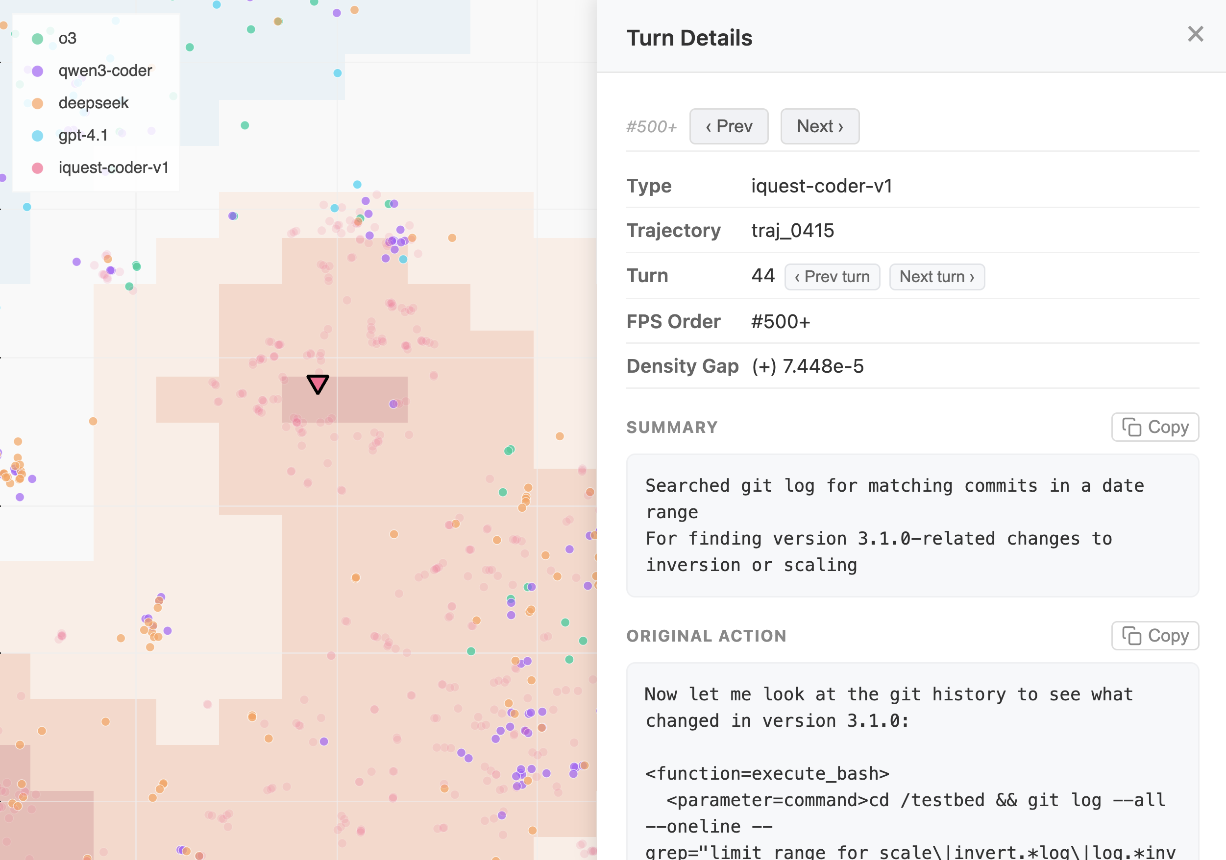 Action details panel