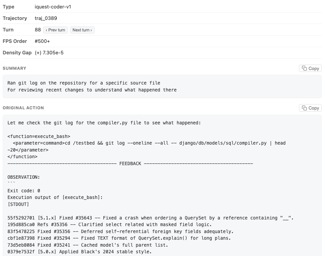 git log action detail